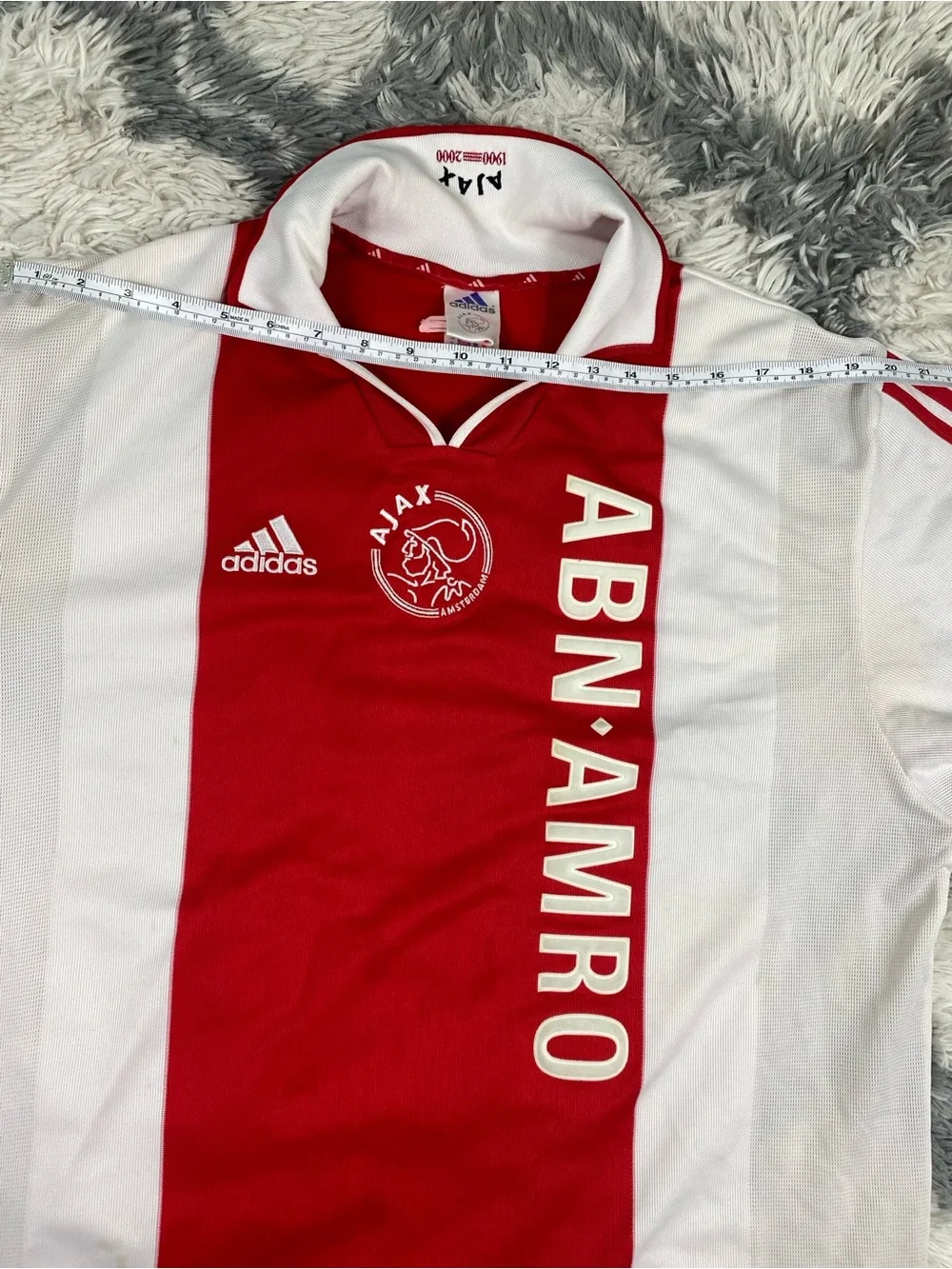 Adidas Ajax 2000-2001 Amsterdam Home Jersey White Red, Size XL Multiple Stains